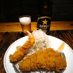Katsuyoshi - 【ロースかつ 110g・車海老フライ・瓶ビール】