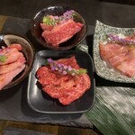 京橋ハラミ屋 - カルビ4種類の食べ比べ、コレはかなり贅沢な趣向ですよ