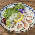 Grilled chicken breast sashimi