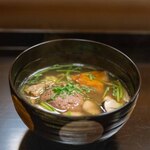 よし町 - 2023.9 鴨真薯と天然茸のお椀（稲敷産網獲り野鴨、ヤマドリタケ、ヤマドリタケモドキ、ウスヒラタケ、コガネヤマドリ、オオツナダケ、ムラサキトリダケ）