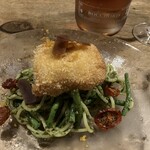 ビストロマルコ - ふぐの白子のカツレツのせ　冷製パスタ