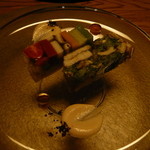 六雁 - 3-菜-煮こごり 煮穴子 野菜十種（H25.6.2x）