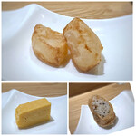 Yakitori Ookawa - ＊大根の揚げ物（下味が付いていて美味しい） ＊玉子焼きは少し甘めで好み。 ＊稲荷