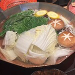 完全個室 しゃぶしゃぶ九 - 長野県黄ズッキーニ、山形県おかひじき、長野県原木椎茸、群馬県産赤城ほうれん草、茨城県白菜、静岡県レタス、埼玉県千寿葱