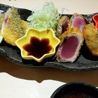 豚料理 酔狂割烹 伊達 - アジ＆カツオのレアカツ盛り