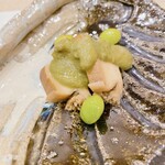 蕎麦割烹  倉田 - 常磐産 黒鮑 肝ソース、銀杏