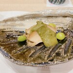 蕎麦割烹  倉田 - 常磐産 黒鮑 肝ソース、銀杏