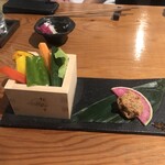 Tori Sumibi Jizake Matsumoto - 生野菜と鶏そぼろの味噌和え