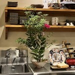 炭火焼鳥 きち蔵 - 調理場奥にも彩り