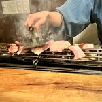 炭火焼鳥 きち蔵 - 焼き場風景