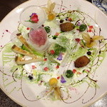 Maison4125 - ランチデザートプレート！器にも凝ってる！料理のアートを最大限引き出せるお皿！もしかして特注？！額縁のようにお皿の淡いフチの色が料理のカラフルさとのバランスが良いんですよね♪