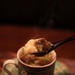 交番通り 四十 - オクラと本なめこの茶碗蒸し