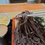 Taishiyou an - 鼻先まで近づけて香りを嗅ぐも蕎麦の香りは判らない
                      味付け無しで食べてみると
                      何となく蕎麦の味わいがするような気が
                      二八よりも小麦粉が多いのかもしれない❔
                      食感は喉越し良くて腰もある
                      長さは40cm程度