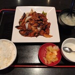 Shouryuu Toushou Mensou - 週替り定食　揚げ豚肉とナス炒め定食（800円）