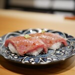 Shokudou Kojare - ●仙台牛の炙り肉寿司 2貫　800円　