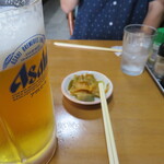 Shokudouraku - 生ビール（中）と付きだし
