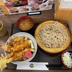 tendontenyatonkatsuchitaka - 牡蠣と穴子のごちそう天丼 一人前そばセット