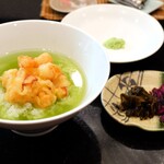 割烹 天ぷら 三太郎 - 天茶のかき揚げは海老＆帆立です