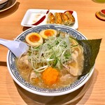 丸源ラーメン - ねぎ肉そば・糖質オフ麺・味玉。913+110+154円