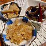 新世界菜館 - 選べる前菜3品盛り合わせ（ハーフ）。クラゲと、夏竹の子、バイ貝山椒煮。