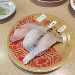 金沢回転寿司 輝らり - 白身三貫盛り