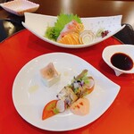 ポルト・ボヌール - 枝豆レアチーズと生ハムと鱧の煮凝りとお造り