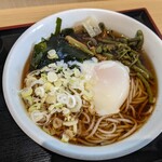 Irorian Kiraku Soba - 温玉と刻みネギ投入