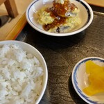 Chuukashokubou Changui - タンタンメンセットの小ライス・なすの天ぷらミートソースがけ