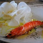 ココ・ファーム・カフェ - （アミューズ）天使のエビの塩焼き　ボッタルガの大根サラダ添え