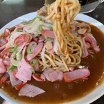 Supagetthi Hausu Yokoi - Aランチ（ミラカン+肉天）麺アップ