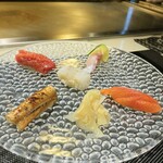 神戸牛 個室 ステーキ 吉祥 - おまかせ握り5種変更（中トロ、ほうぼう、白エビ、穴子、桜鱒）