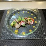 神戸牛 個室 ステーキ 吉祥 - 水蛸とカンパチのマリネ　マンゴーソース