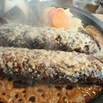 1パウンドハンバーグ　ソイビーンズソース