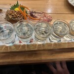 割烹 魚仙 - 日本酒5種飲み比べ