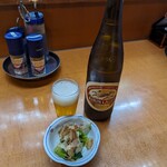 ミートピア - 初手、ビールとお通し。