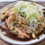 谷村パーキングエリア（下り） フードコート - 吉田うどんに天ぷらトッピング