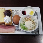 元町珈琲 - モーニングセットの小倉トースト