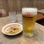 幸楽苑 - 生ビール＋メンマ