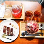 Bean to bar chocolate NAGANO - カカオハーブティー、プレミアム３種のケーキセット、プレミアムショコラ氷、