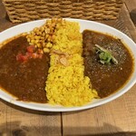 レインボウスパイス カフェチャイストール - チキンマサラとポークビンダルーの２種盛り