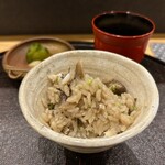 日本料理 直 - カマス、むかご、舞茸の炊き込みご飯