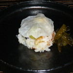 坐来 大分 - ①豊穣鉢（実取りおこわ 宇佐勝ち海老 みとり豆）