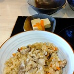 麺や ゆた花 - 炊き込みご飯！ & 高野豆腐の小鉢！