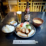 Tonkatsu Niimura - にいむらミックス定食、瓶ビール