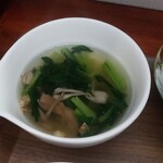 キッチン ブルー グローブ - ほうれん草スープのアップ