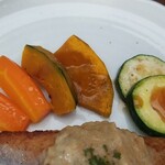 キッチン ブルー グローブ - 備え付け野菜のアップ