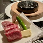 箱根ふうら - 一、強肴
『黒島黒牛の石焼ステーキ』
『しし唐』
『ネギ』
『エリンギ』