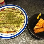 一番星 - 料理写真:お好み焼き 豚玉・おでん 三角厚揚げ・おでん ごぼ天