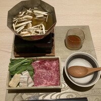 肉割烹ふたご THE JUNEI HOTEL KYOTO - 『雅』リブロースのしゃぶしゃぶ　松茸　穴子　壬生菜　湯葉　酢立醤油