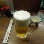 Ganso Yakitori Kushi Hacchin - まずはビールで乾杯♪　H25.3